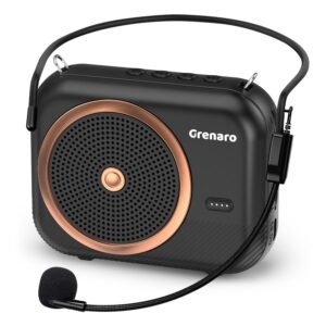 GRENARO Voice Amplifier for Teachers with Bluetooth, 2200 mAh Battery for Long Battery Life, Wired Headset Mic with 10W Speaker for Classroom Teaching, Guiding, Training, and Tour Guides, Yoga